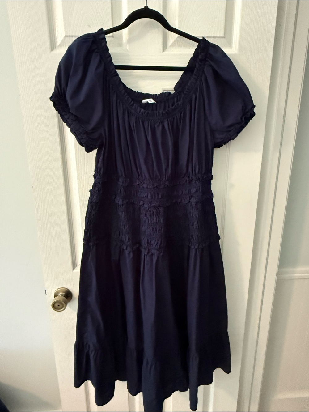 Womans Navy Blue Smocked Tiered Dress XXL